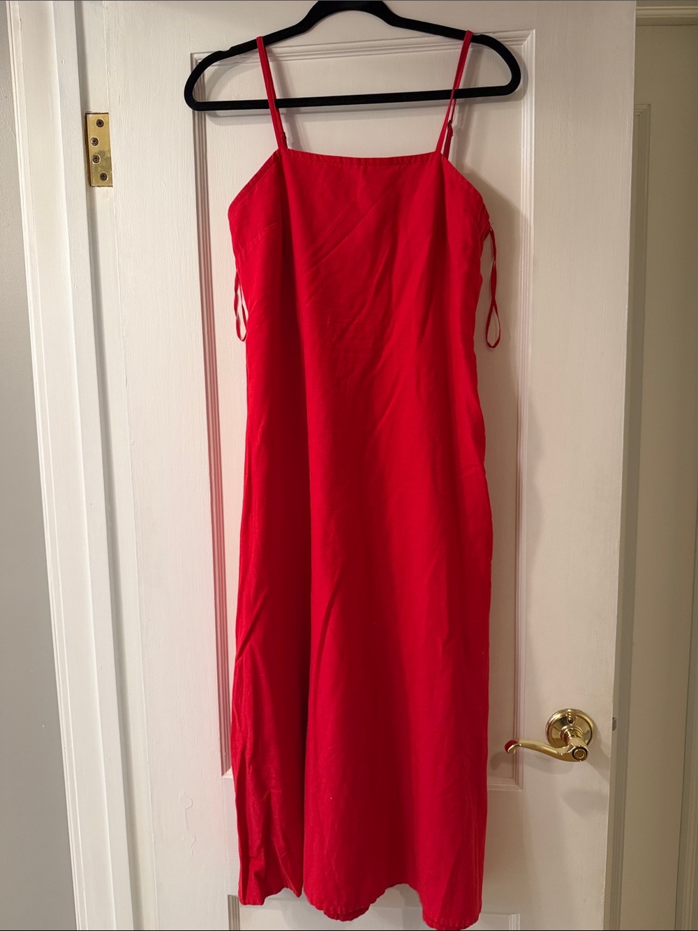 Red Spaghetti Strap Midi Dress